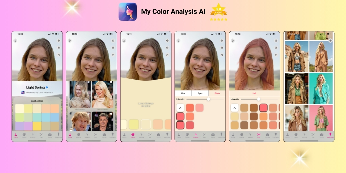 My Color Analysis AI app interface showing personalized color recommendations