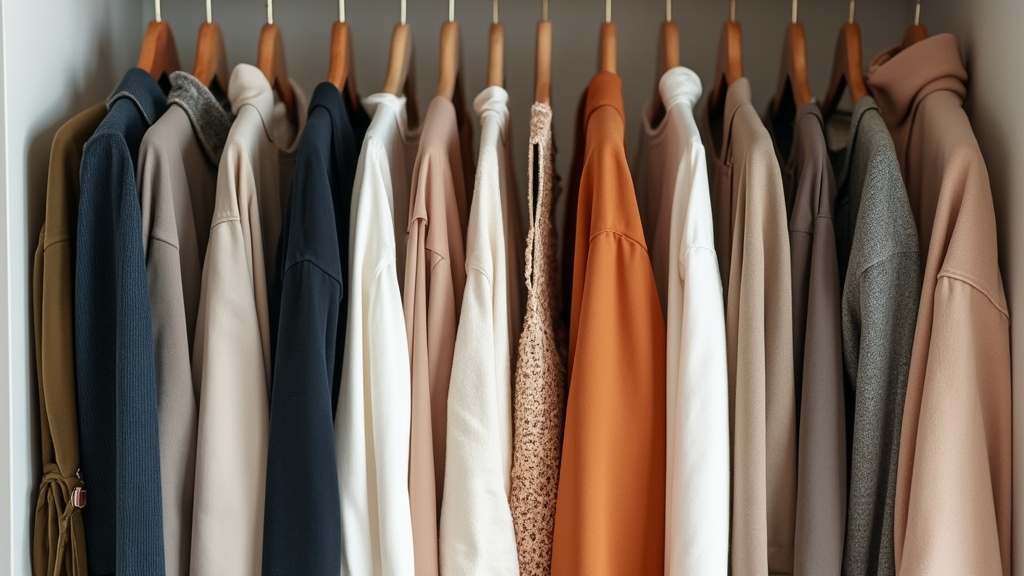 Organized wardrobe with coordinated colors